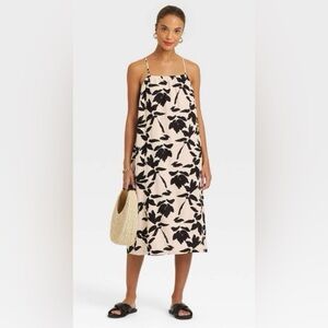 A new day linen blend floral tank dress relaxed, fit pockets